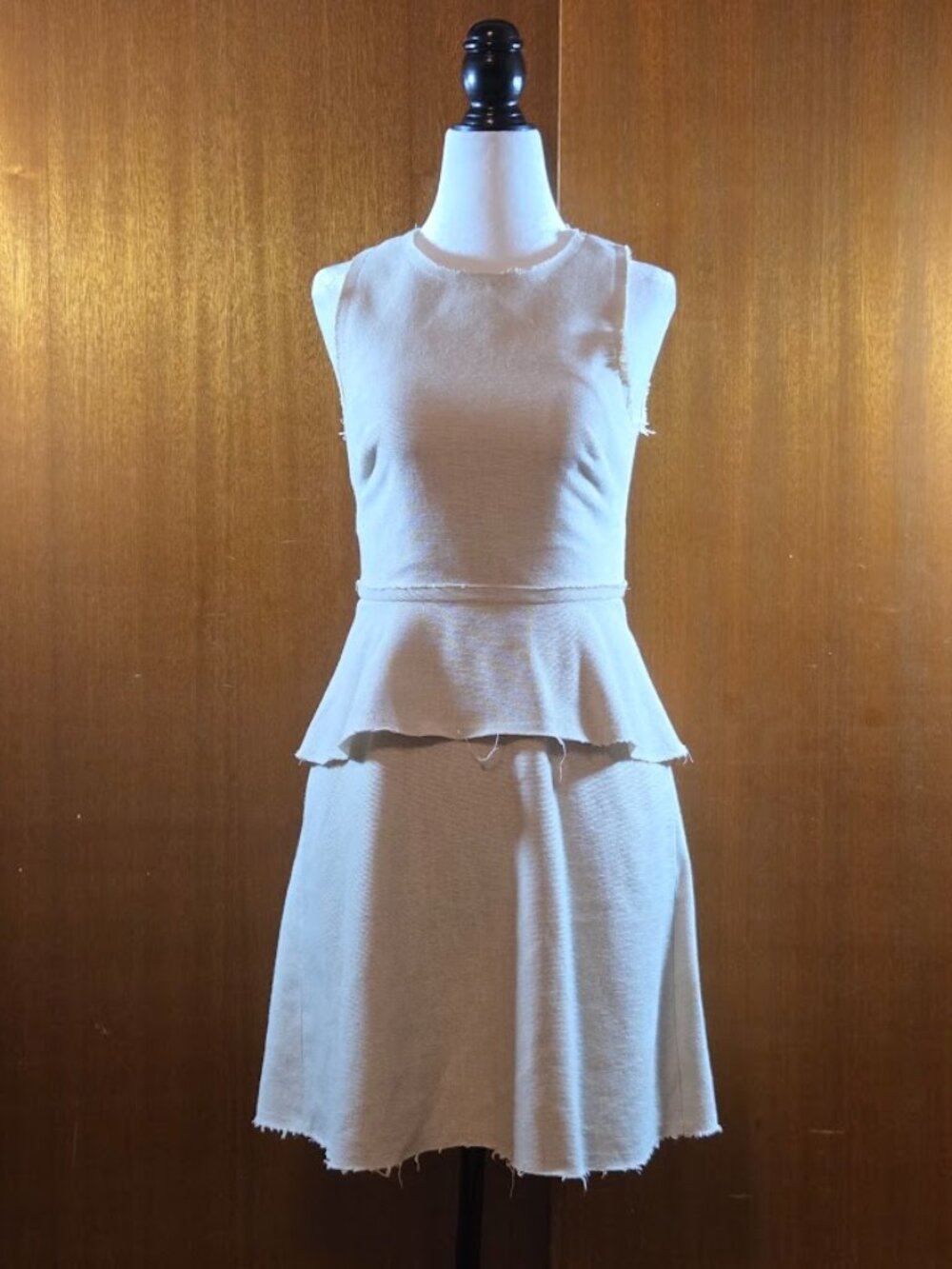 Banana Republic Cream Cotton Linen Frayed Peplum Dress - Size 2